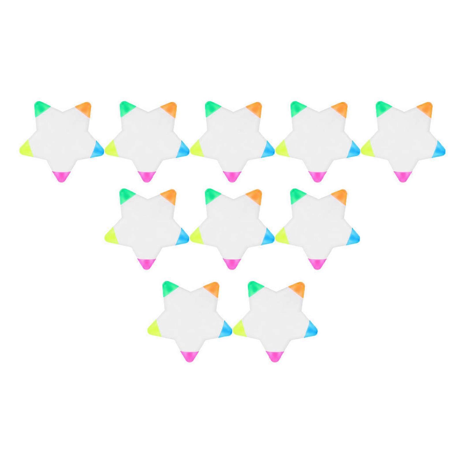 Fluorescent Star Shape Highlighter Pens for Notes 6Sets 10 Pieces