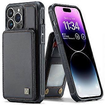 Case For Iphone 13 Pro Black Card Slot Rear Bracket Leather No10363