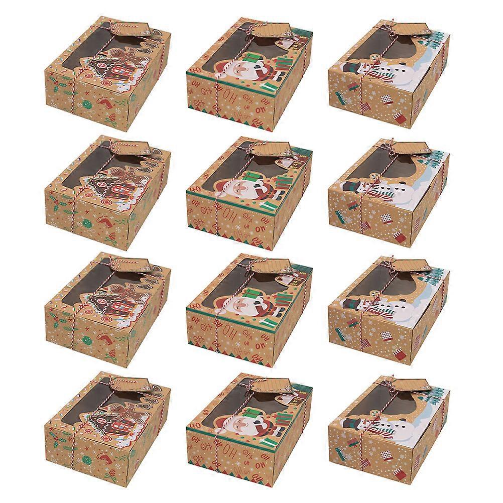 Sweets Box Christmas Cookie Boxes Holiday Gift Storage Container 22*15cm Assorted Color 12Pcs