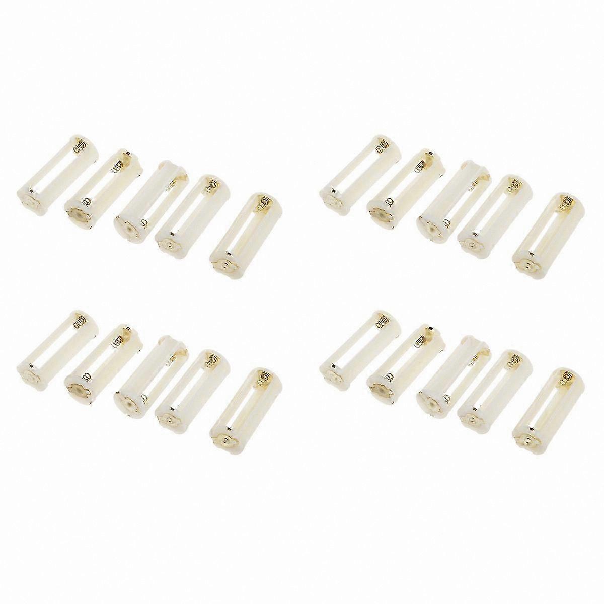 White Battery Holder Case for 20 AAA Batteries, Round Container Box with Secure Fit for Electronics Projects