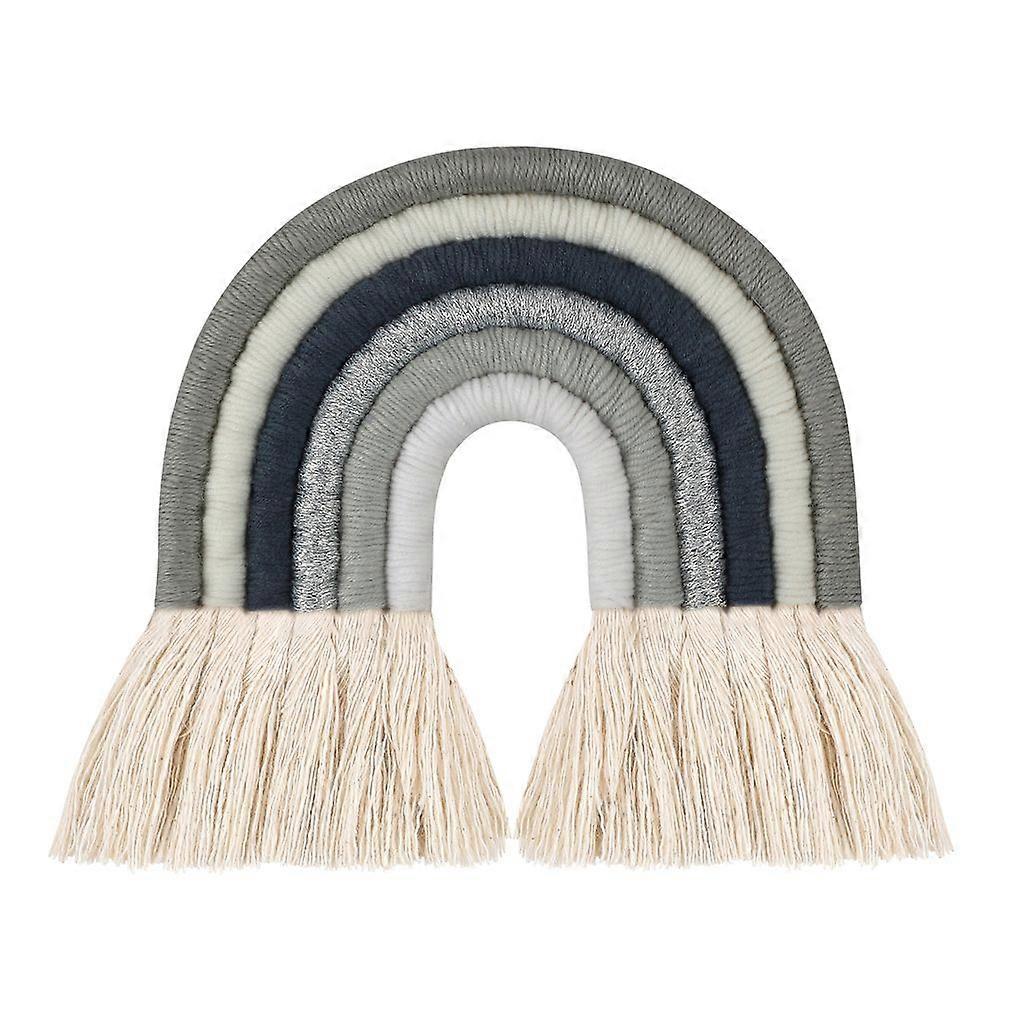 Rainbow Macrame Woven Boho Rainbow Wall Hanging with Tassels Handmade Beautiful