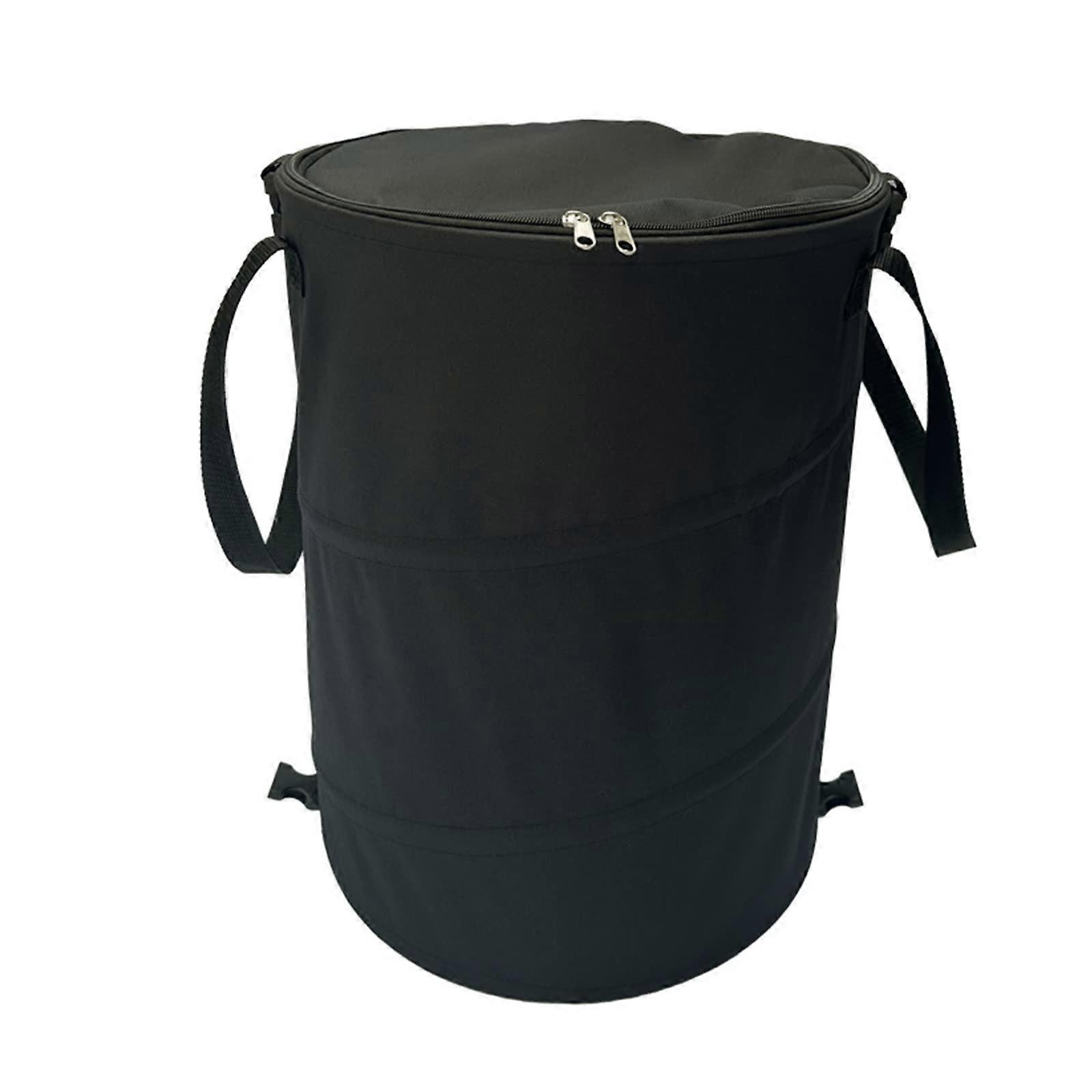 Garden Trash Can Collapsible Leaf Bag Foldable Yard Waste Container with Handles Black