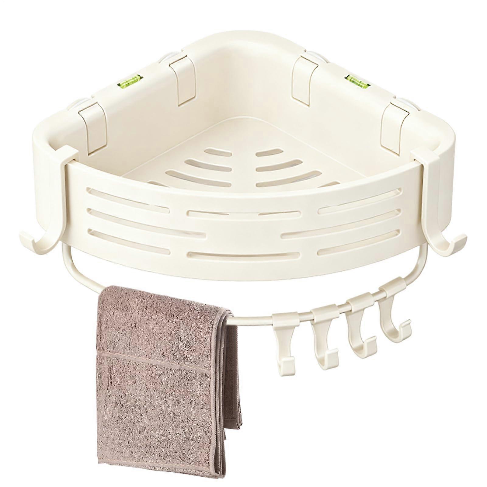 Shower Shelf Bathroom Organizer Corner Suction Mount Rustproof Caddy with Hooks for Storage