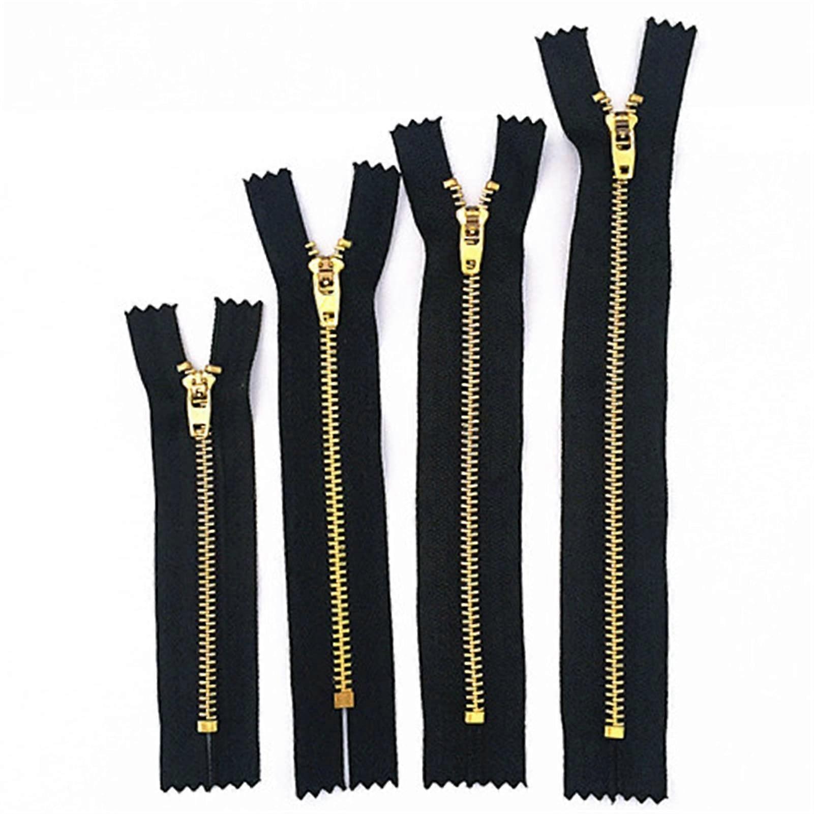 Zipper for Sewing 18cm Black Brass Nylon 5 Pack Heavy Duty Closed with Durable Automatic Lock