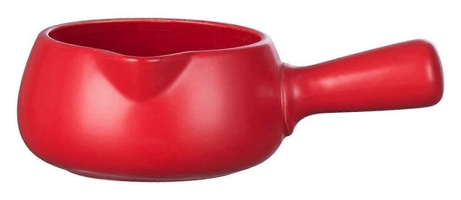 Large Capacity Ceramic Milk Pot NonStick Surface with HeatResistant Handle Red Cooking Pot
