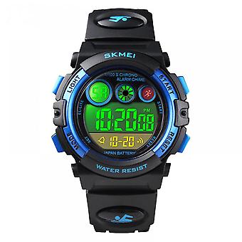 Cyfrowy zegarek sportowy Veeki dla dzieci, wodoodporny elektroniczny wielofunkcyjny zegarek outdoorowy, 7 kolorowych zegarków LED z alarmem świetlnym Zegarek na rękę (blac