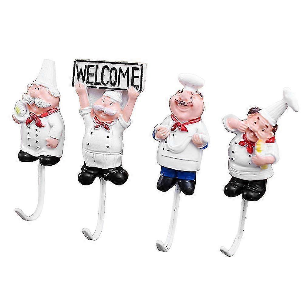 Chef Modelling Hook Hanging Hooks for Kitchen Use 4Pcs Creative Wall Decor