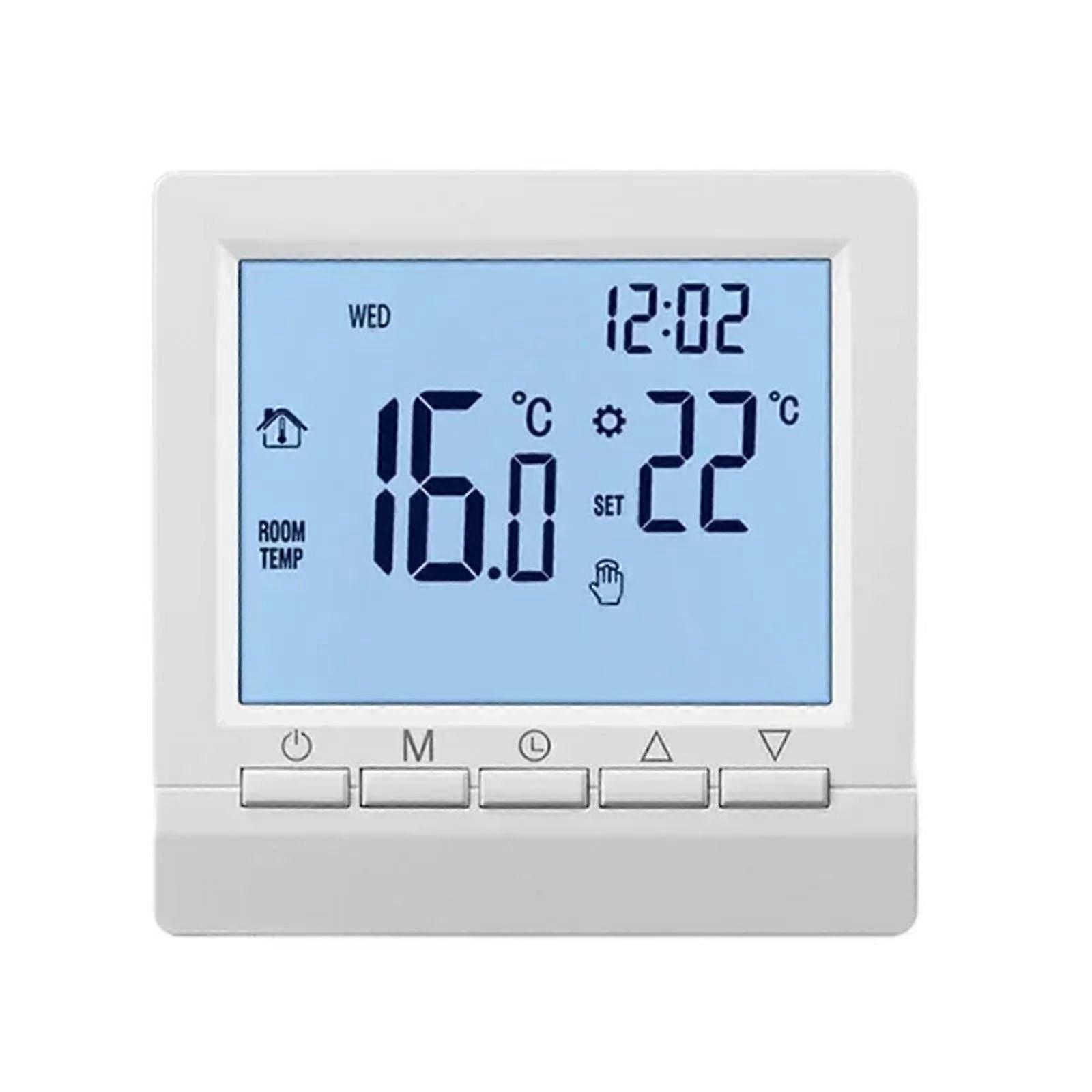 Smart Thermostat for Gas Boiler, Weekly Programmable Heating with LED Backlit Display, White