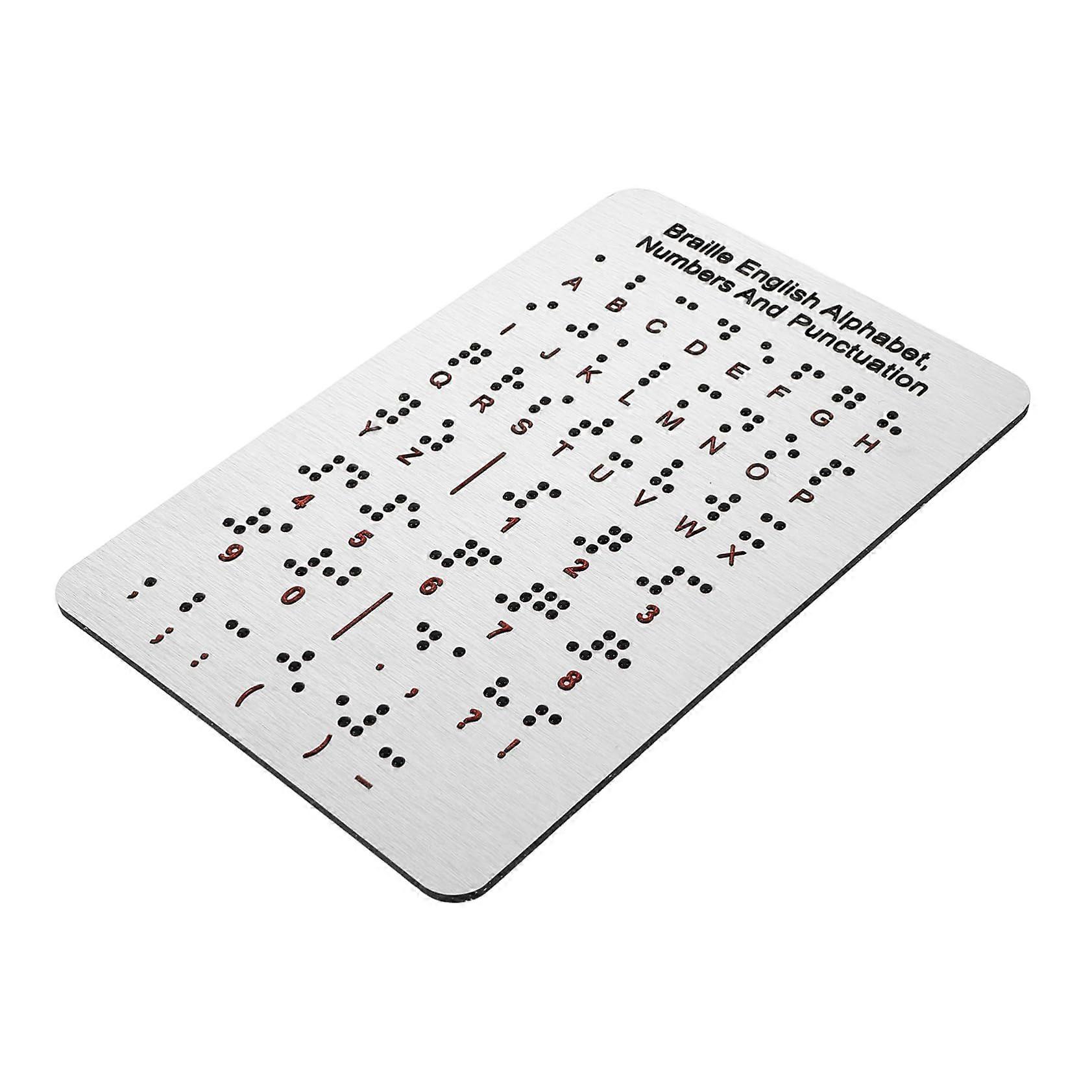 Braille Learning Board with Raised Dot Characters Durable Wooden Alphabet Number Punctuation Aid