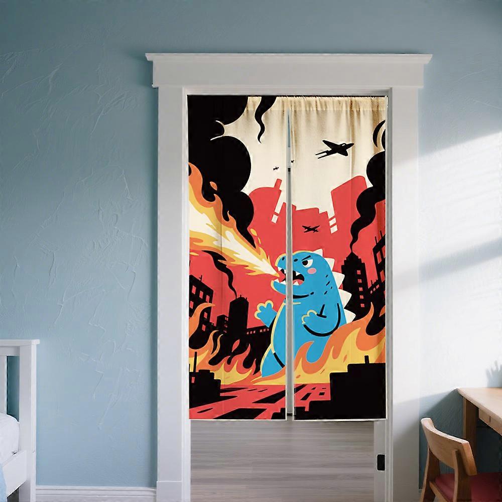 Linen Door Curtain Dinosaur 1500x850mm