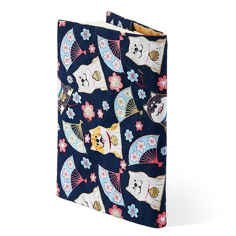 Cotton Cloth Book Covers Notebook Wraps Rectangle with Dog Pattern Midnight Blue 310x225x3mm