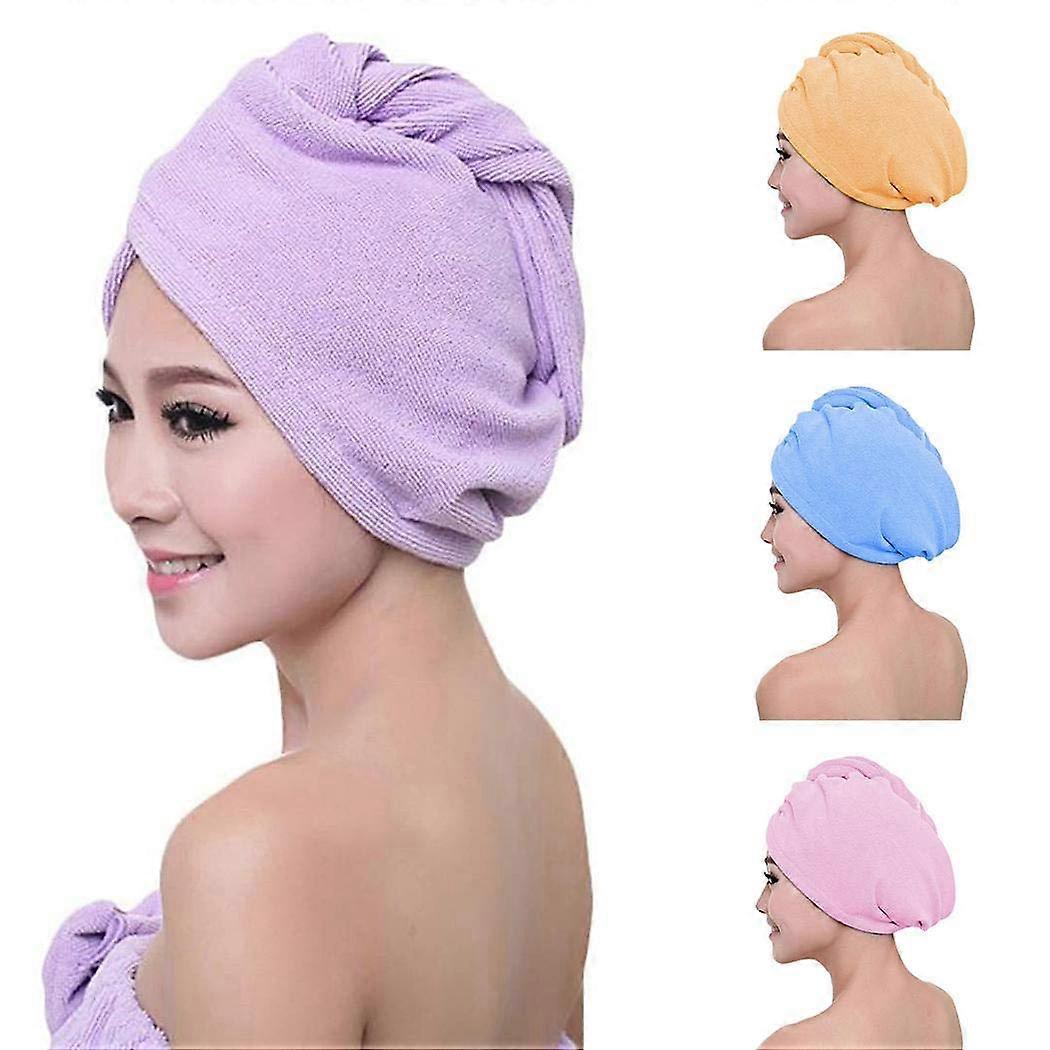 Microfiber Hair Towel with Button, Quick Dry Wrap for Women, Soft Absorbent Large Coverage
