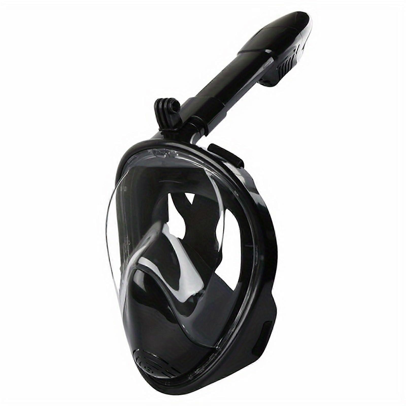 Full Face Snorkel Mask with Camera Mount, Dry  System, Foldable 180° Panoramic View S/M Black