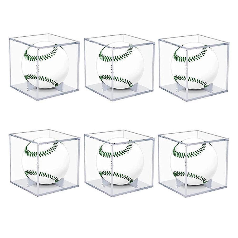 6Pcs Baseball Display Case,UV Protected Acrylic Display Box,Clear Display Case Memorabilia Autograph Ball Showcase