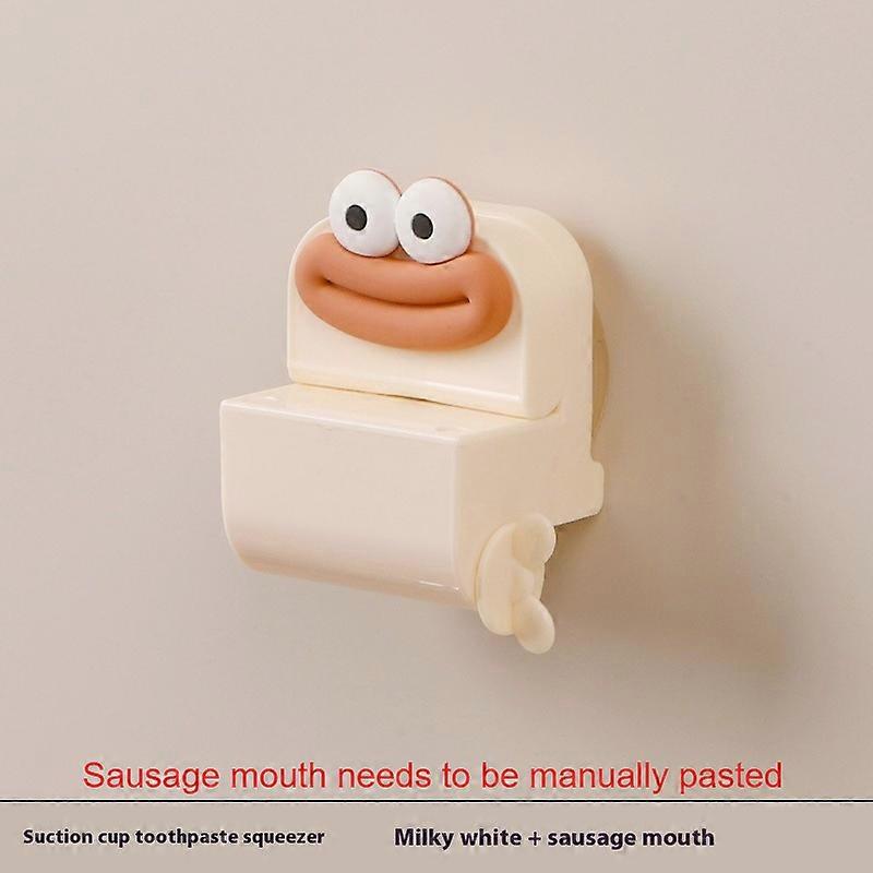 1pc Wall-Mounted Squeeze Toothpaste/Toothpaste Dispenser - No Drill Adhesive Installation, Suction Cup Bath Suitable for Shower