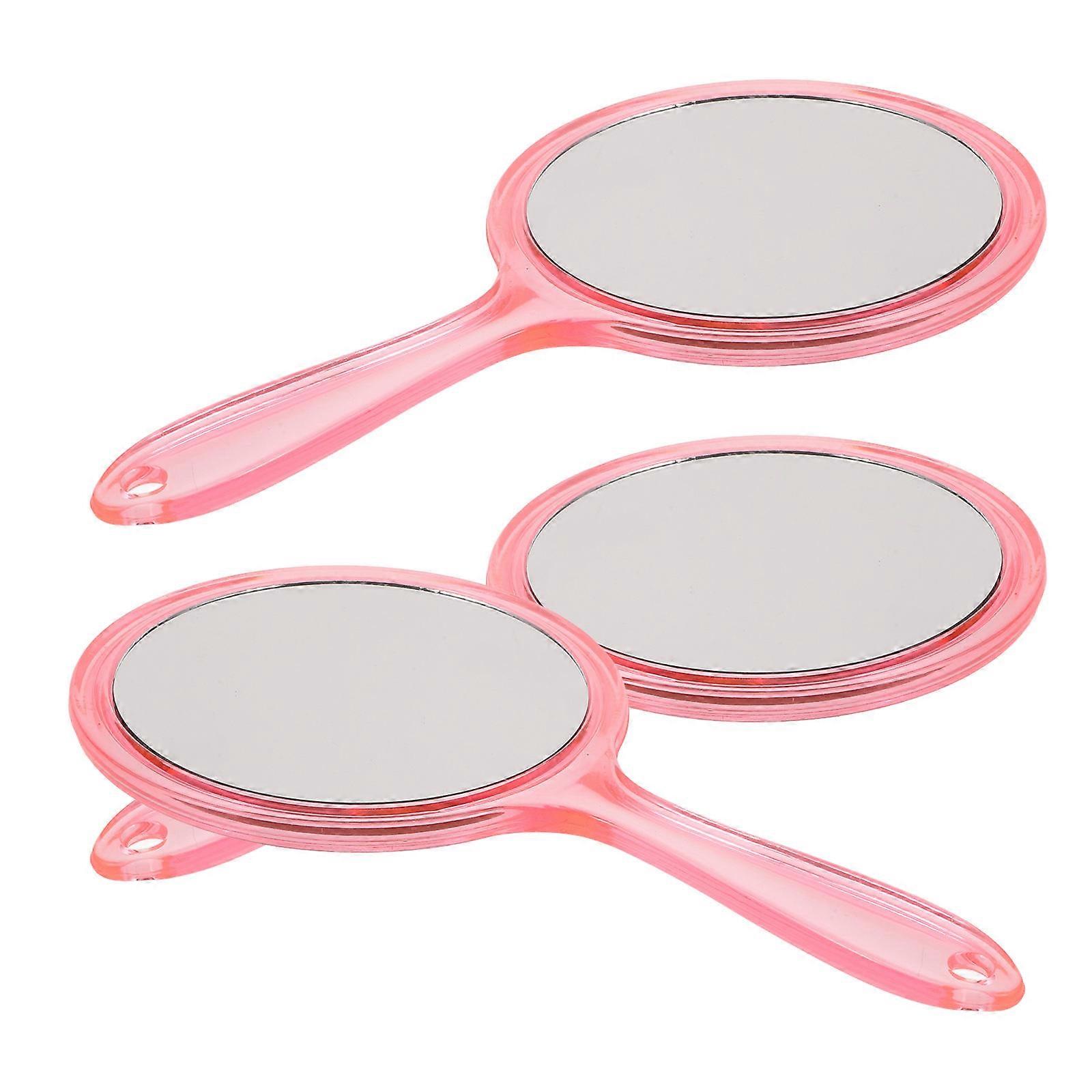 Handheld Magnification Mirror Double-Sided for Makeup Use 3Pcs Pink Portable Vanity Mirror