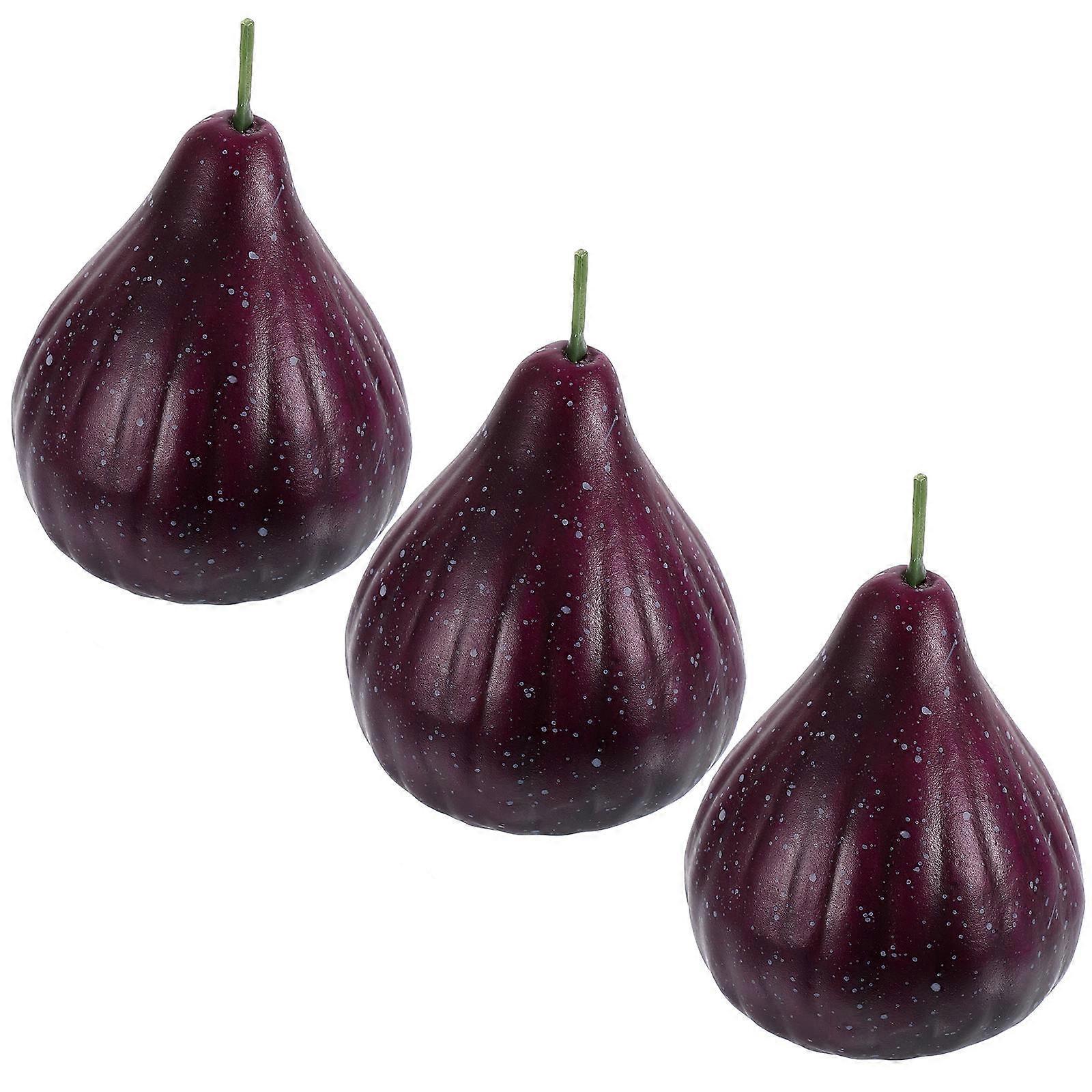 3Pcs Artificial Fig Fruit Models for Decoration Coffee Plastic Simulation