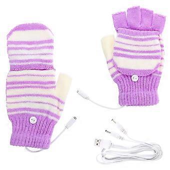 1 Pair USB Heated Mitten Unisex Gloves Winter Hands Warmer Fingerless Gloves