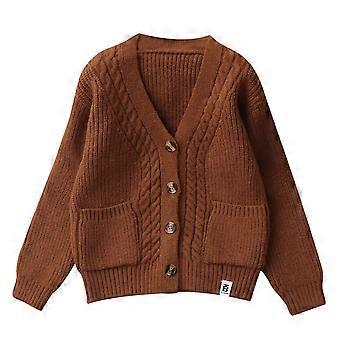 Conjunto infantil unissex com suéter de manga comprida em crochê, quentinho e com tranças, perfeito para o outono e inverno de 2025. Moda country para shows e eventos.