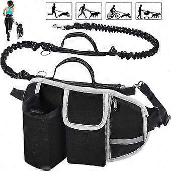 DWW Hands-Free Dog Leash with Shock Absorption, Reflective, Comfortable for Running, Jogging, Walking - Black