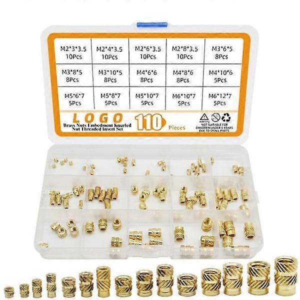 110 Pcs Slotted Nuts Threaded Insert Nuts