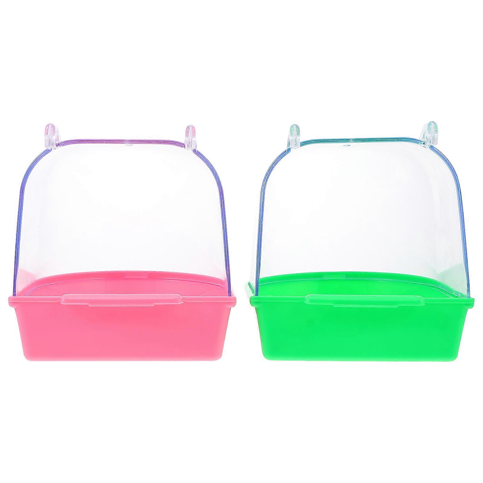 Bird Bath Basins for Bathing Function 2Pcs Plastic Parrot Shower Tubs