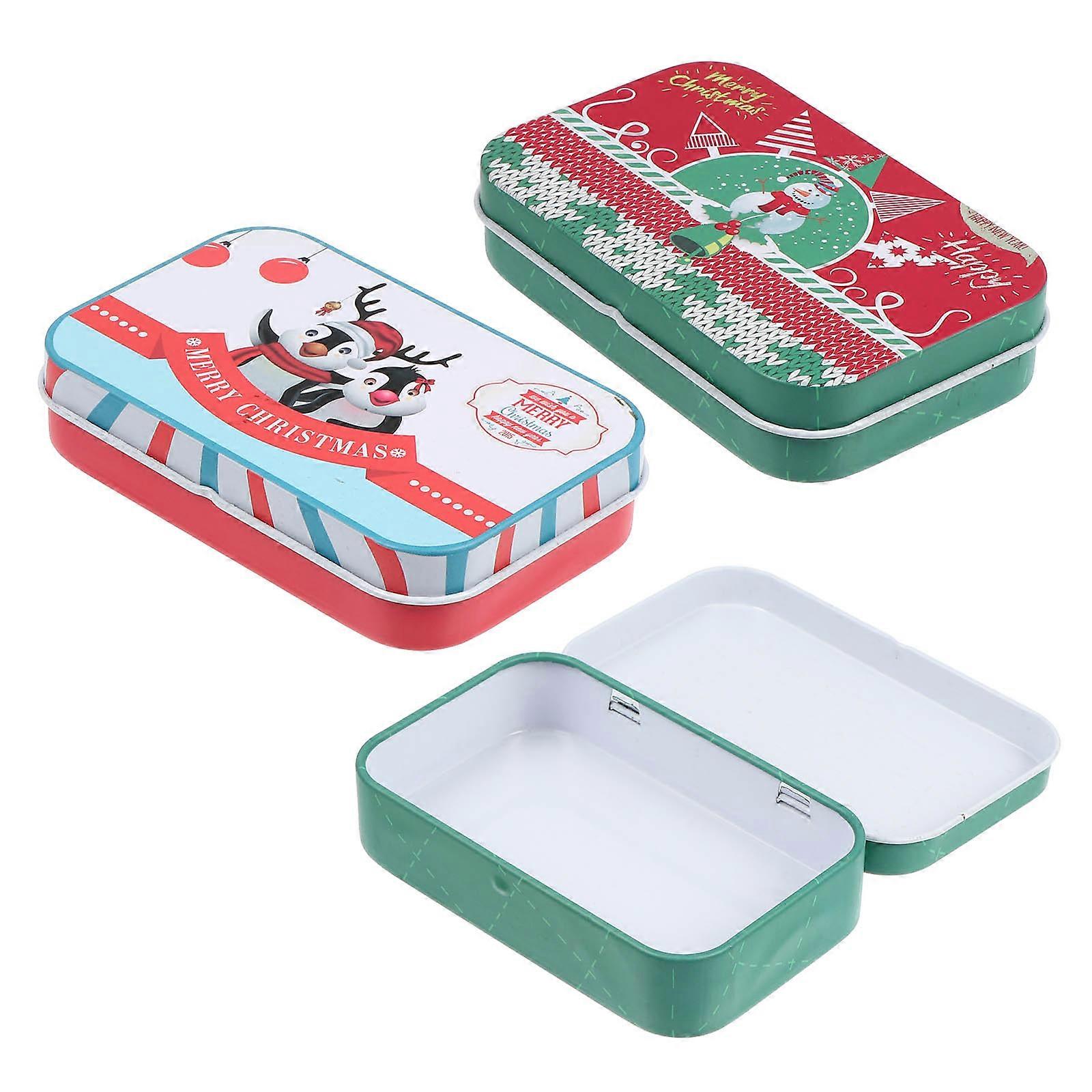 Tinplate Storage Boxes for Storage Use 3Pcs Christmas Rectangular Candy Boxes