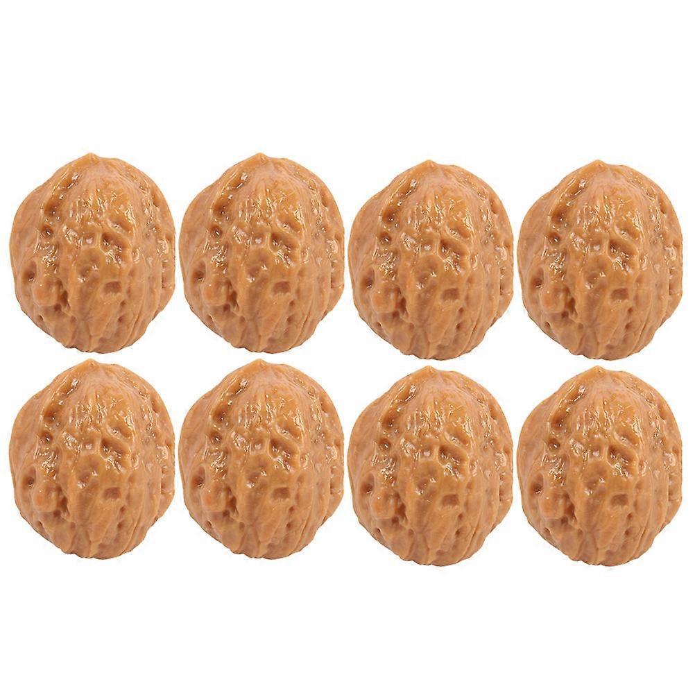 Fake Nut Artificial Walnut Models for Decor 8Pcs Brown PVC Simulation