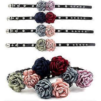 Rhinestone Dog Collar - Flower Cat Collar With Bling For Kitten Small Dogs Female Puppy - Fancy Chihuahua Yorkie
