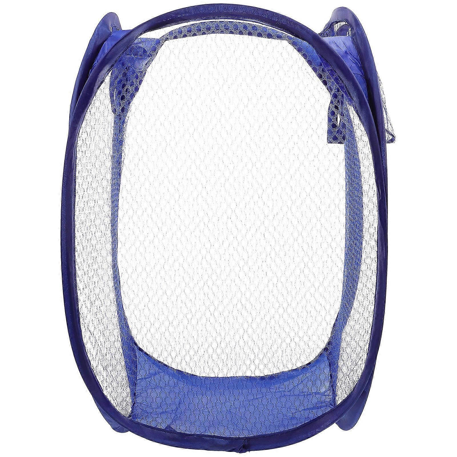Mesh Laundry Hamper Foldable Basket for Clothes Storage Blue