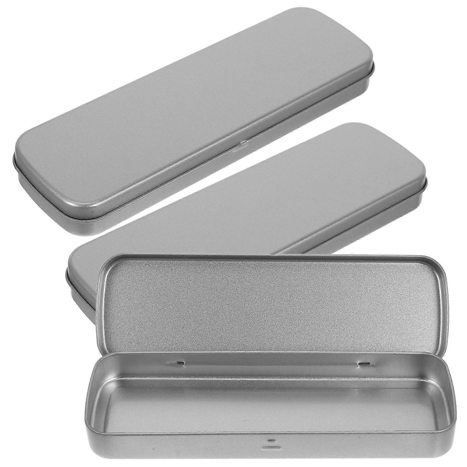 Metal Rectangular Tin Boxes for Storage 3Pcs Portable Hinged Storage Organizer