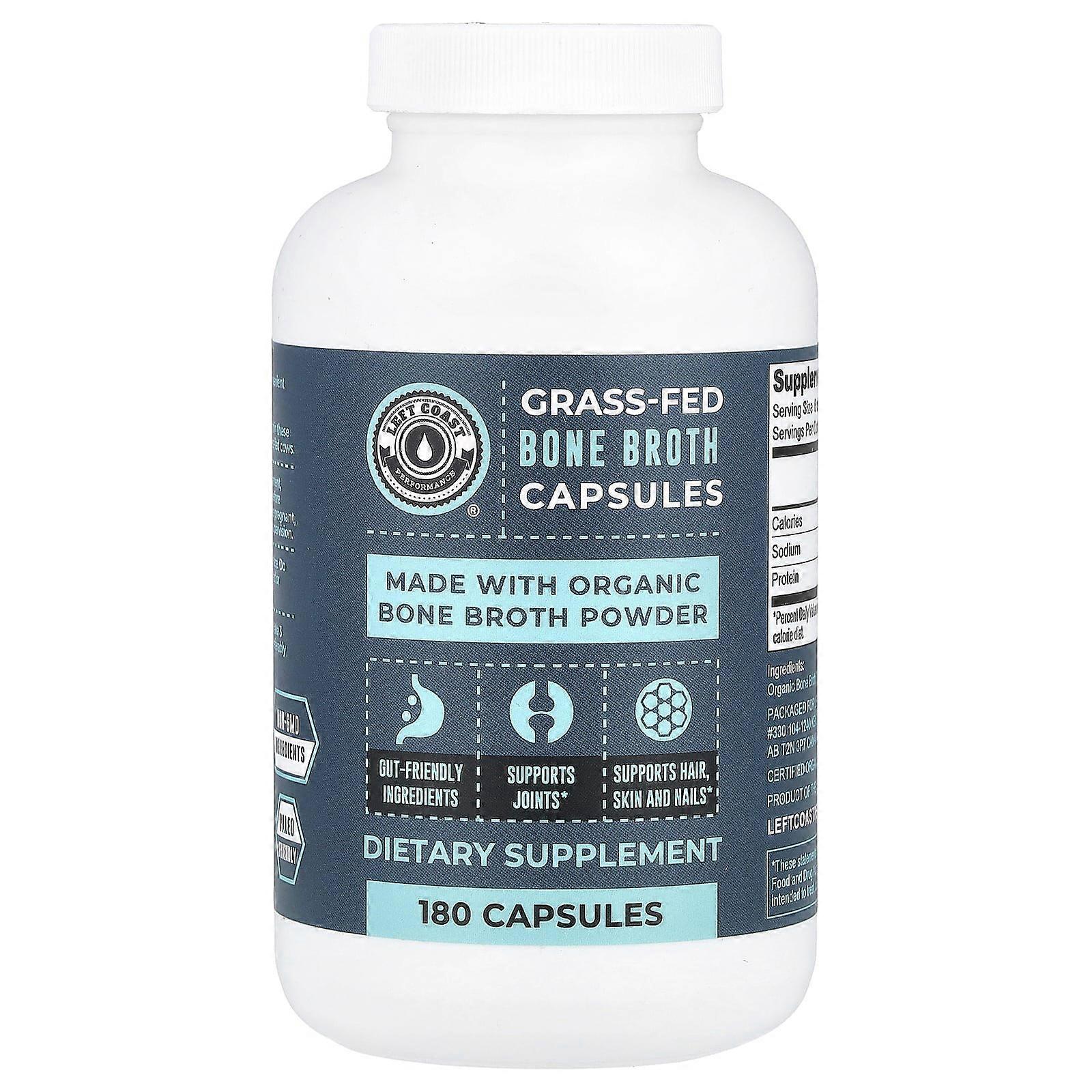 Left Coast Performance, Grass-Fed Bone Broth, 180 Capsules