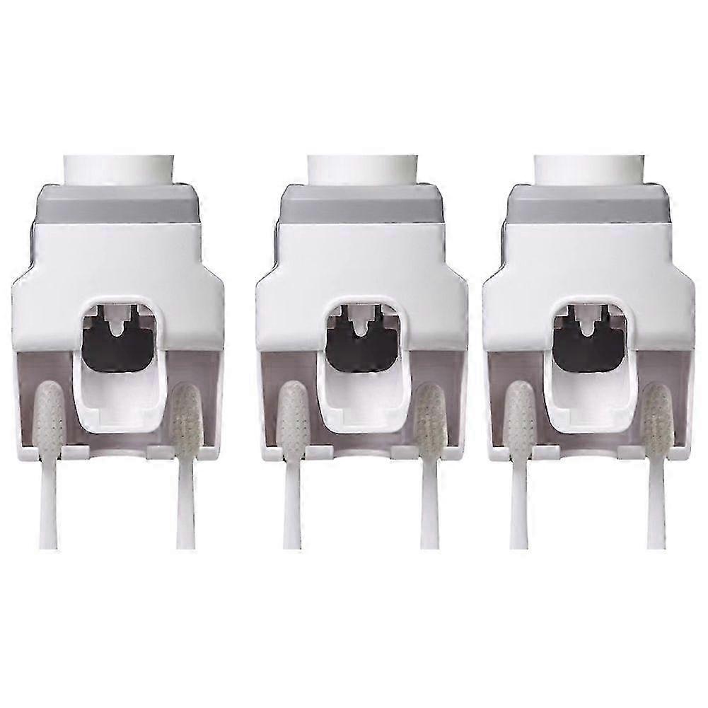 Automatic Toothpaste Squeezer Wall Mounted Punch-Free Toothbrush Storage Rack Toothbrush Holder Squeezer Gray