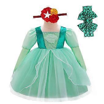 Baby Girls Ariel Costume Dress Female Long Sleeve Cosplay Outfits Toddler 9-12M