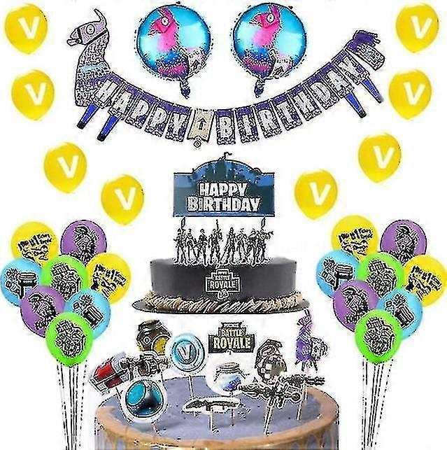 Fortnite Birthday Frozen Balloons Kit Latex Balloons With Flag And Cake Toppers For Party Deocration