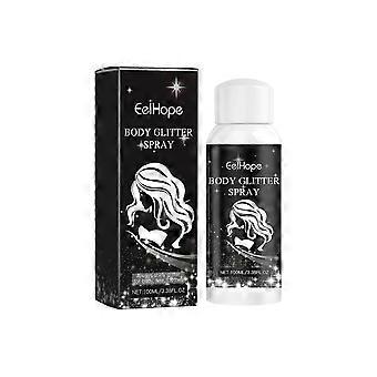 Body Glitter Spray, Glitter Spray for Hair and Body, Long-Lasting and Quick-Drying Silver Glitter Body Glitter Hairspray for Clothes