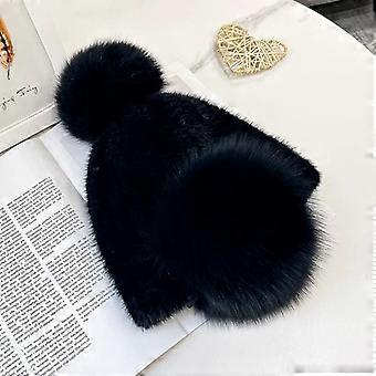 Double-sided Mink Hair Elastic Ear Protection Hat Female Winter Cute Sweet Warm Ear Protection Whole Fur Fox Fur Hat