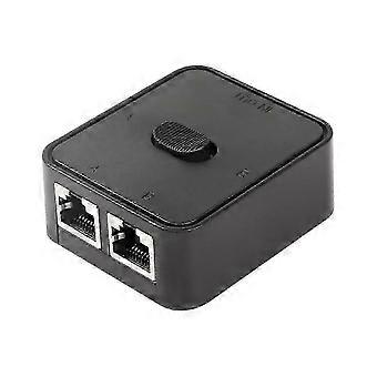 Network LAN Switch 2 Ports, RJ45 Network Key-Press Switch Splitter Selector Box, 100M 2 in 1 Out or 1 in 2 Out, 2 Port Network Hub SZRH
