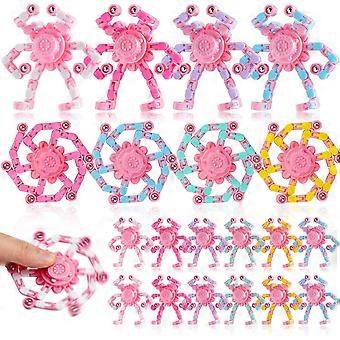 24 Stück pinke, transformierbare Fidget Spinner, Valentinstagsgeschenke für Kinder, Mitgebsel für Valentinstagspartys, sensorisches Roboter-Fidget-Spielzeug zur Stressbewältigung