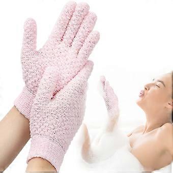 Exfoliating Shower Gloves Thick, Soft Double Exfoliating Shower Gloves, Dead Cell Remover Bath Products, 1 Pair (Pink)