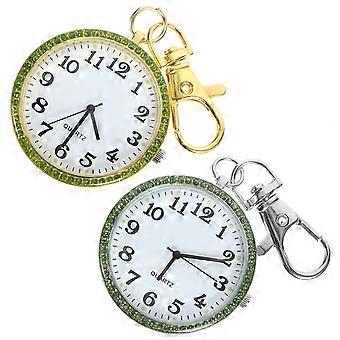 Children Keychain Zinc Alloy Pocket Watch Key Chain Clip on Portable 2Pcs