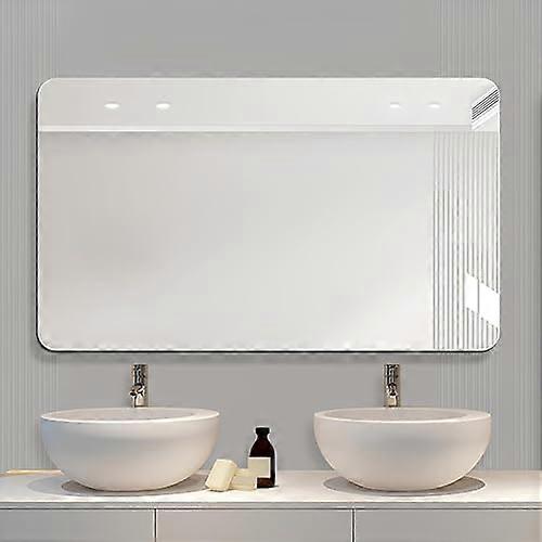 Large Rectangular Frameless Bathroom Mirror 70x80cm Modern Wall Mounted Vanity Mirror with Clear True Reflection