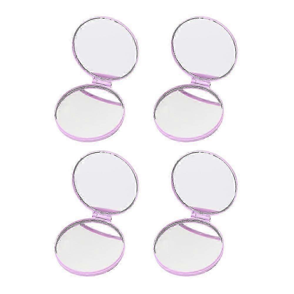 Portable Plastic Folding Circular Embossed Cosmetic Mirror