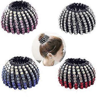 Accessorio per chignon con strass scintillanti, espandibile, adatto a donne e ragazze, regolabile e compatibile con tutti i tipi di capelli.
