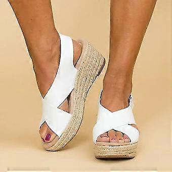 Women Summer Ankle Strap Mid Wedge Heel Espadrilles Platcompatible withm Sandals Shoes Vrf