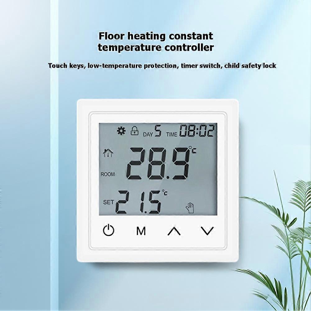 Programmable Floor Heating Thermostat Touch Screen Electric Heat Temperature Controller with Child Lock Timing Function