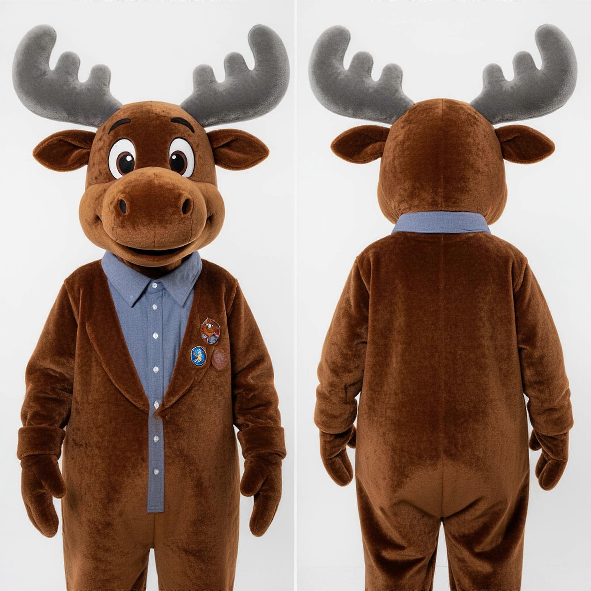 MASTICOT Velvety Brown Antler Moose Mascot