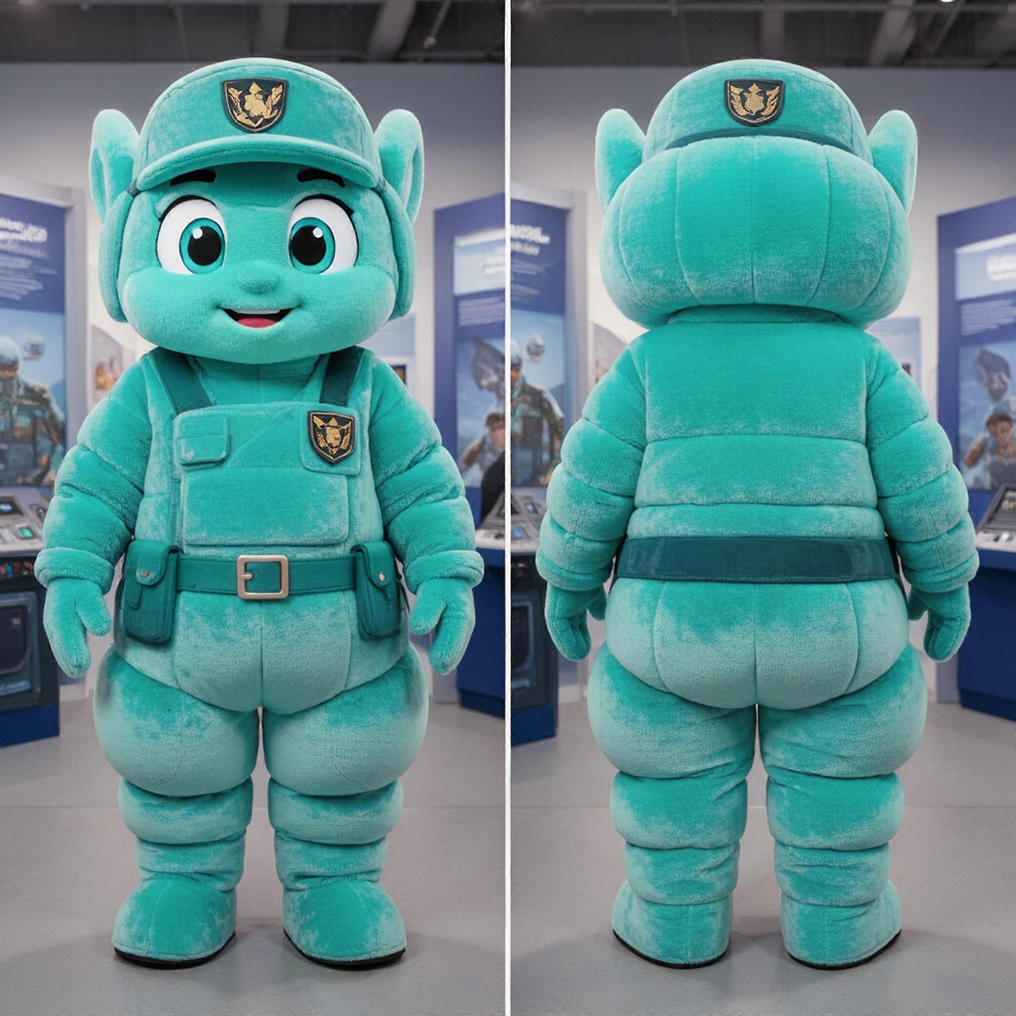 MASTICOT Turquoise Detailed Air Force Soldier Mascot