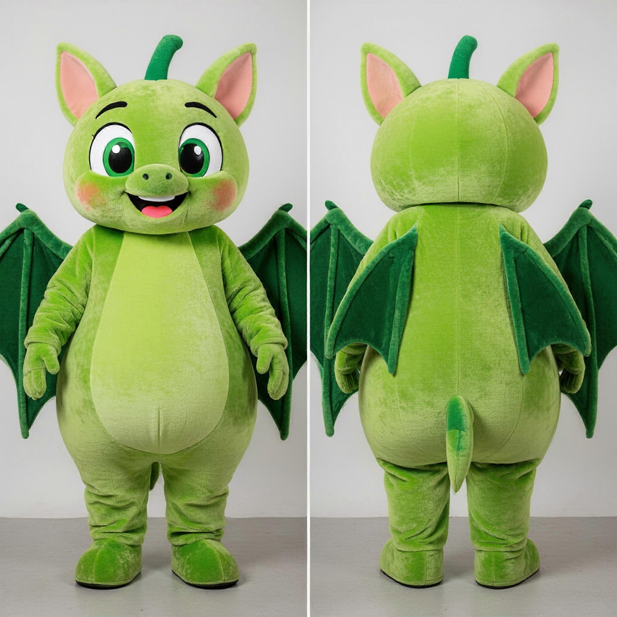 MASTICOT Lime Green Velvety Fruit Bat Mascot
