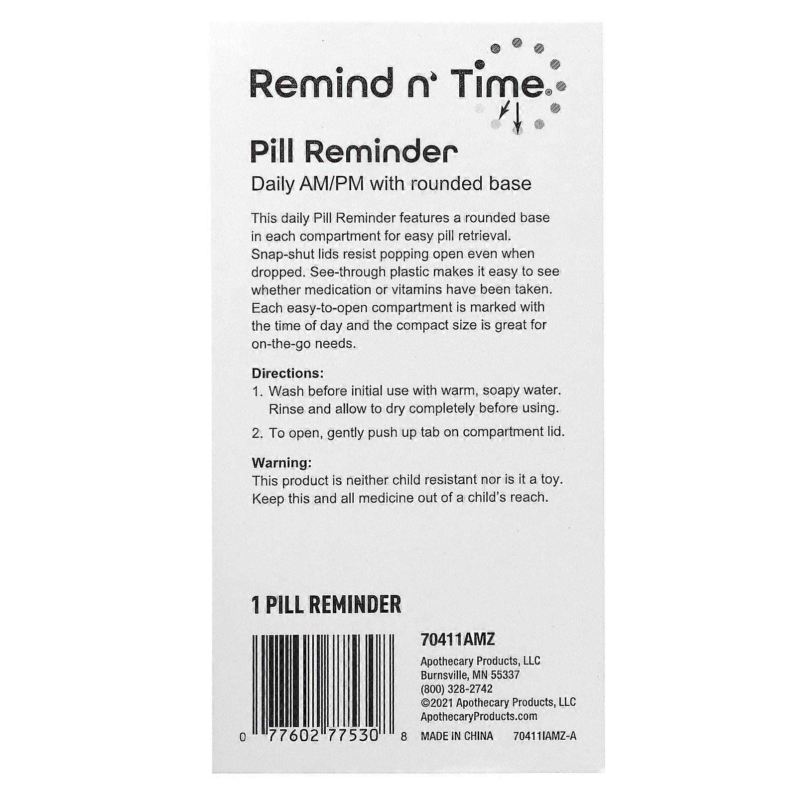 4 x Ezy Dose, Daily AM/PM With Rounded Base Pill Reminder, 1 Count
